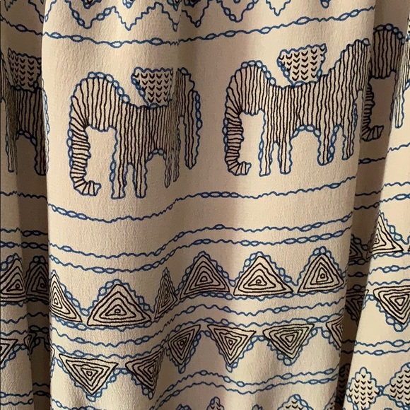 Beige and blue patterned spaghetti string dress - Picture 3 of 8